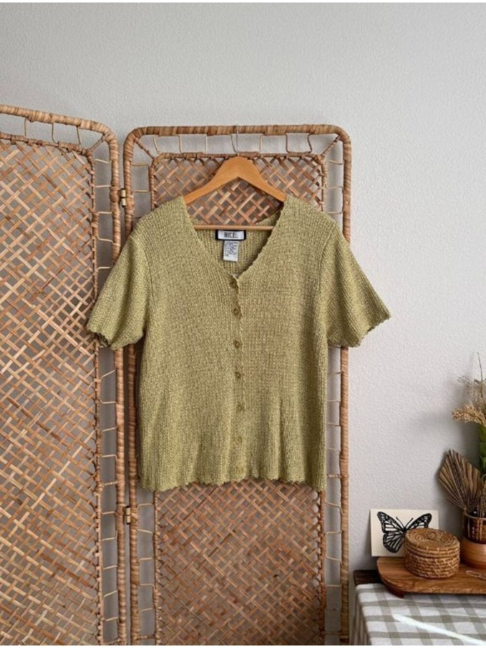 Vintage Silk Blend Buttoned Knit Cardigan Top